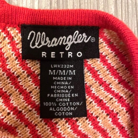 Wrangler Retro Chevron Knit Tank Top Red V-Neck Medium - Picture 12 of 16